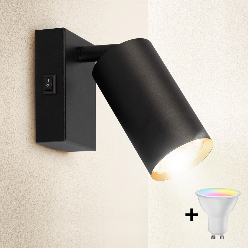 Brilagi - Spot de parede LED RGBW dimerizável SELE 1xGU10/6,5W/230V 2700-6500K preto/dourado
