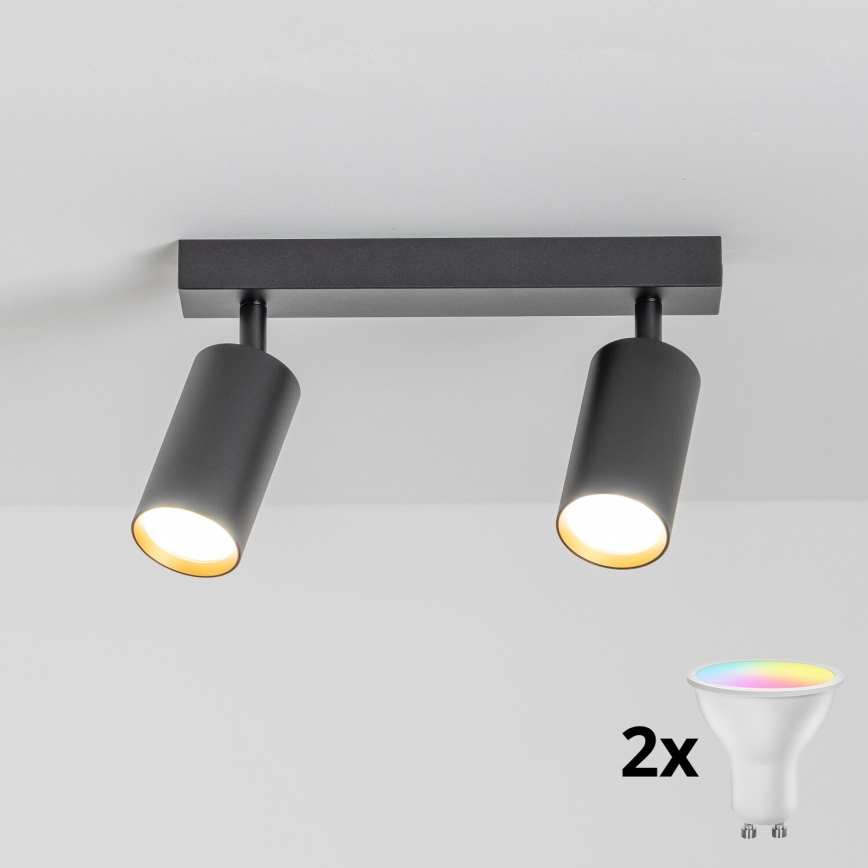 Brilagi - Spot LED RGBW dimerizável SELE 2xGU10/6,5W/230V 2700-6500K preto/dourado