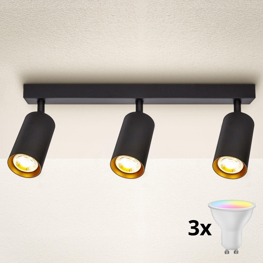 Brilagi - Spot LED RGBW dimerizável SELE 3xGU10/6,5W/230V 2700-6500K preto/dourado