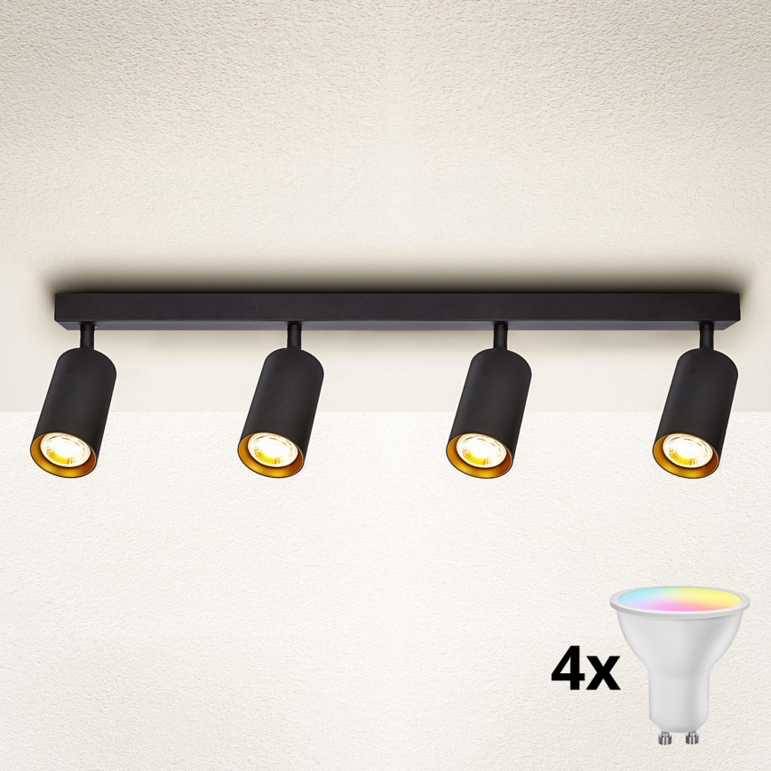 Brilagi - Spot LED RGBW dimerizável SELE 4xGU10/6,5W/230V 2700-6500K preto/dourado
