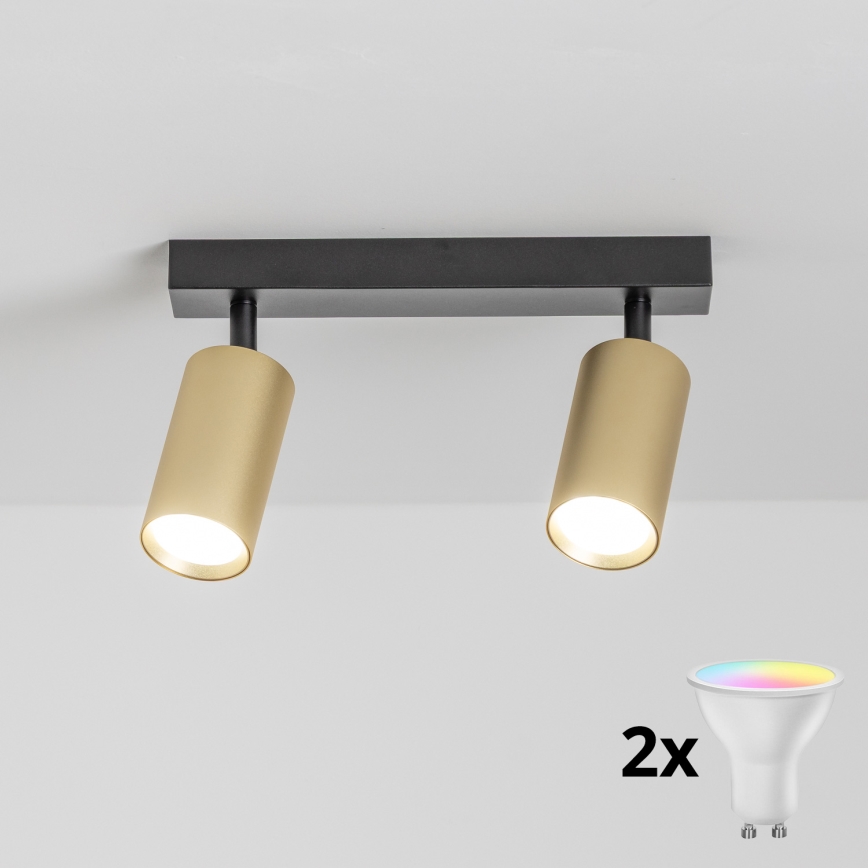 Brilagi - Spot LED RGBW dimerizável SELE GOLDEN 2xGU10/6,5W/230V 2700-6500K preto/dourado