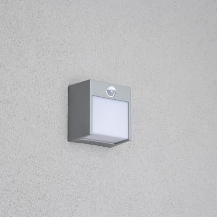 Brilagi - Luminária de parede LED exterior com sensor TERNI LED/12W/230V cinza IP44