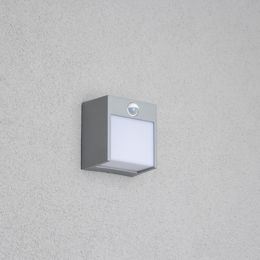 Brilagi - Luminária de parede LED exterior com sensor TERNI LED/12W/230V cinza IP44