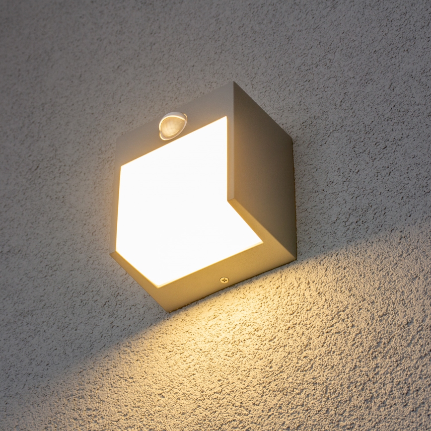 Brilagi - Luminária de parede LED exterior com sensor TERNI LED/12W/230V cinza IP44