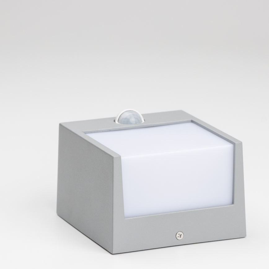 Brilagi - Luminária de parede LED exterior com sensor TERNI LED/12W/230V cinza IP44