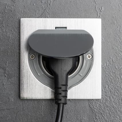 Brilagi - Tomada de chão de encastrar para exterior IP55 cromado mate quadrado