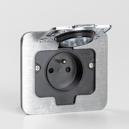 Brilagi - Tomada de chão de encastrar para exterior IP55 cromado mate retangular