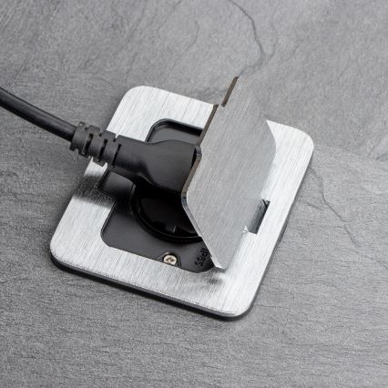 Brilagi - Tomada de chão de encastrar para exterior IP55 cromado mate retangular