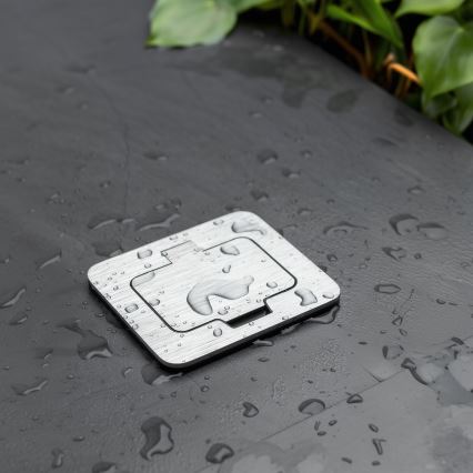 Brilagi - Tomada de chão de encastrar para exterior IP55 cromado mate retangular