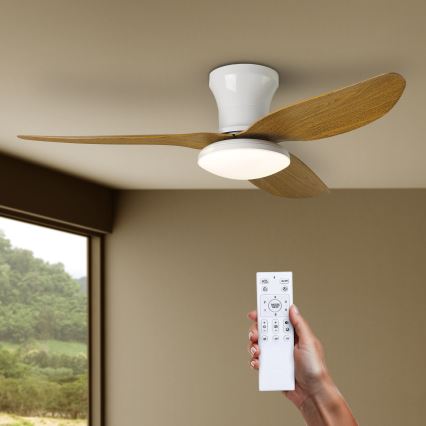 Brilagi - Ventoinha de teto LED com regulação LED/30W/230V 3000-6500K branco/castanho + comando
