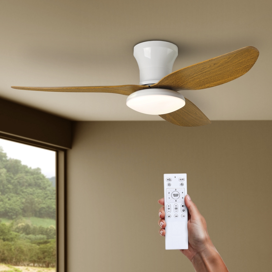 Brilagi - Ventoinha de teto LED com regulação LED/30W/230V 3000-6500K branco/castanho + comando
