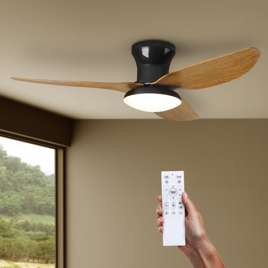 Brilagi - Ventoinha de teto LED com regulação LED/30W/230V 3000-6500K preto/castanho + comando