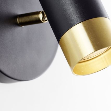 Brilliant - Aplique de parede LED VIGOLO, 1x GU10/5W/230V, preto/dourado