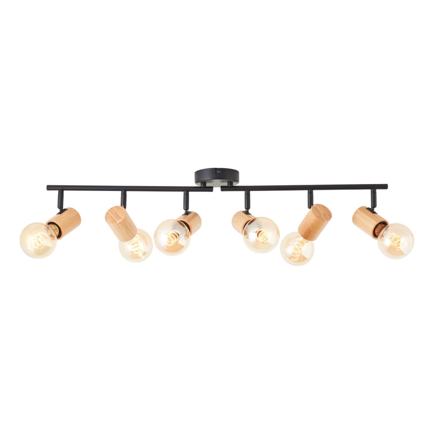 Brilliant - Candeeiro de focos KERRY 6xE27/40W/230V preto/bambu