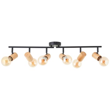 Brilliant - Candeeiro de focos KERRY 6xE27/40W/230V preto/bambu