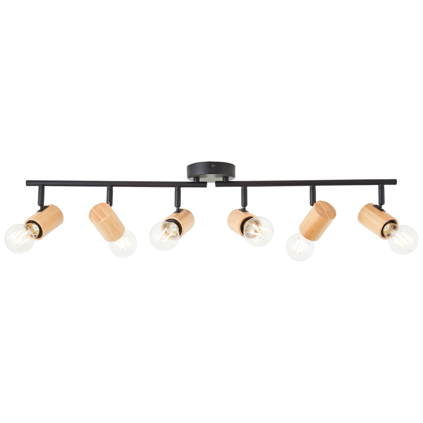 Brilliant - Candeeiro de focos KERRY 6xE27/40W/230V preto/bambu