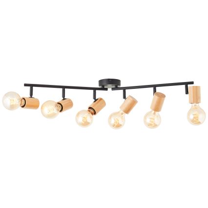 Brilliant - Candeeiro de focos KERRY 6xE27/40W/230V preto/bambu
