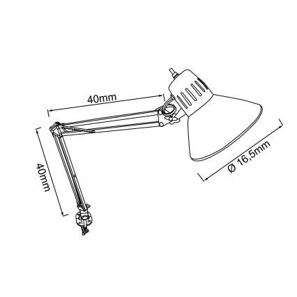 Brilliant - Candeeiro de mesa com grampo HOBBY 1xE27/40W/230V preto