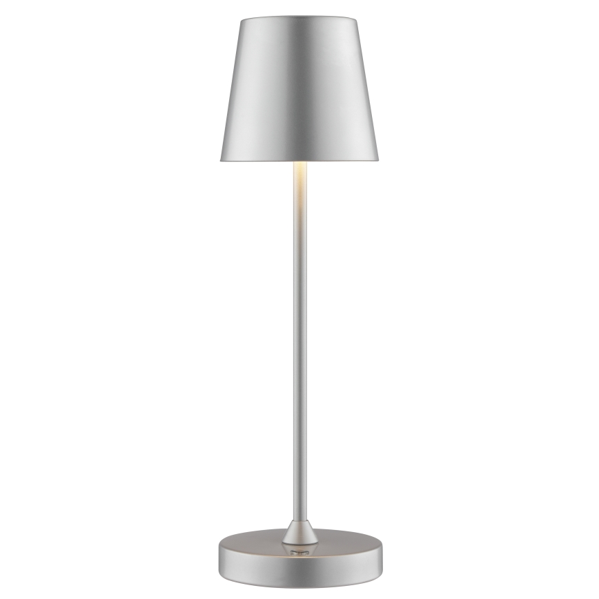 Brilliant - LED dimerizável recarregável tátil luminária de mesa para exterior ELORA LED/2,5W/5V 2700K 2600 mAh IP44 prateada