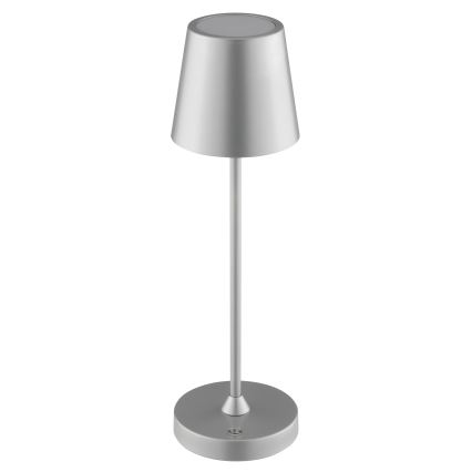 Brilliant - LED dimerizável recarregável tátil luminária de mesa para exterior ELORA LED/2,5W/5V 2700K 2600 mAh IP44 prateada