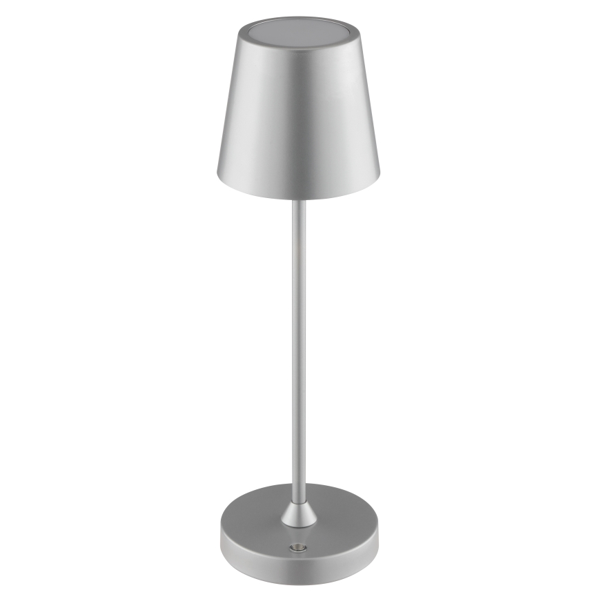 Brilliant - LED dimerizável recarregável tátil luminária de mesa para exterior ELORA LED/2,5W/5V 2700K 2600 mAh IP44 prateada