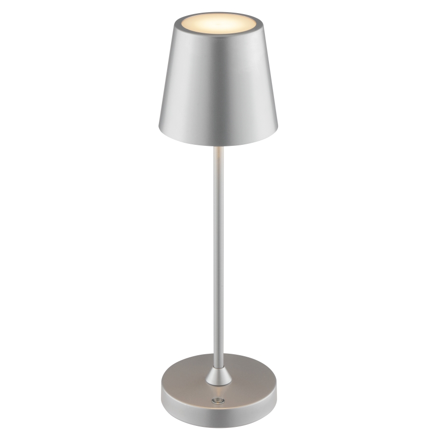 Brilliant - LED dimerizável recarregável tátil luminária de mesa para exterior ELORA LED/2,5W/5V 2700K 2600 mAh IP44 prateada