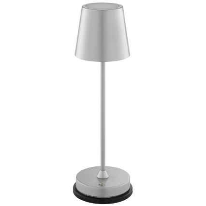 Brilliant - LED dimerizável recarregável tátil luminária de mesa para exterior ELORA LED/2,5W/5V 2700K 2600 mAh IP44 prateada