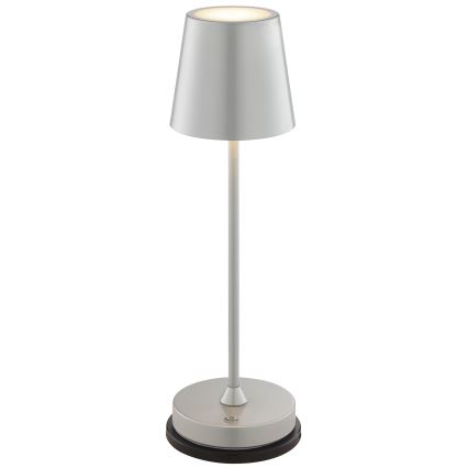 Brilliant - LED dimerizável recarregável tátil luminária de mesa para exterior ELORA LED/2,5W/5V 2700K 2600 mAh IP44 prateada