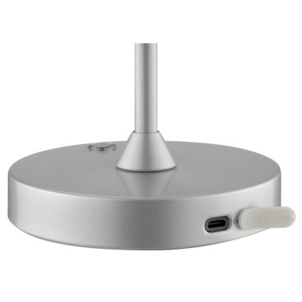 Brilliant - LED dimerizável recarregável tátil luminária de mesa para exterior ELORA LED/2,5W/5V 2700K 2600 mAh IP44 prateada