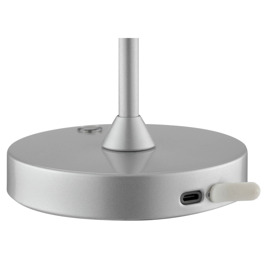 Brilliant - LED dimerizável recarregável tátil luminária de mesa para exterior ELORA LED/2,5W/5V 2700K 2600 mAh IP44 prateada