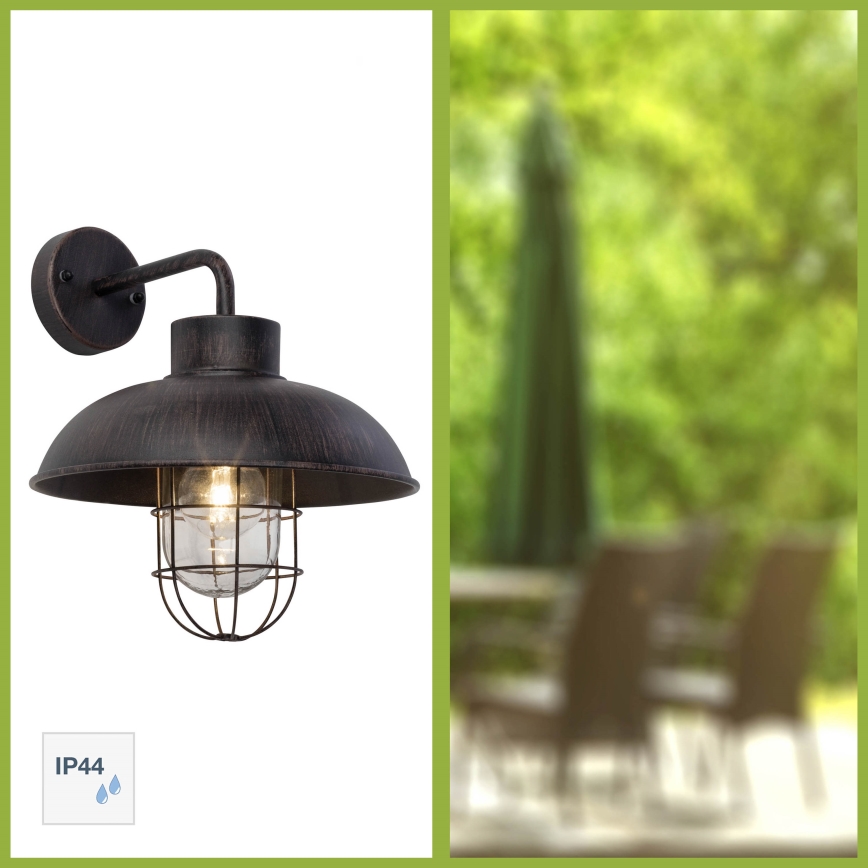 Brilliant - Candeeiro de parede exterior PORTLAND 1xE27/60W/230V preto/pátina