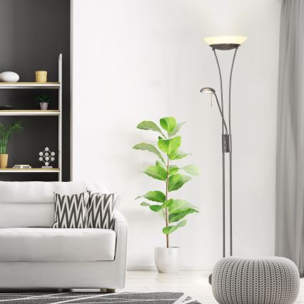 Brilliant - Candeeiro de Pé LED Dimerizável FINN 2xLED/13W/230V cromado fosco
