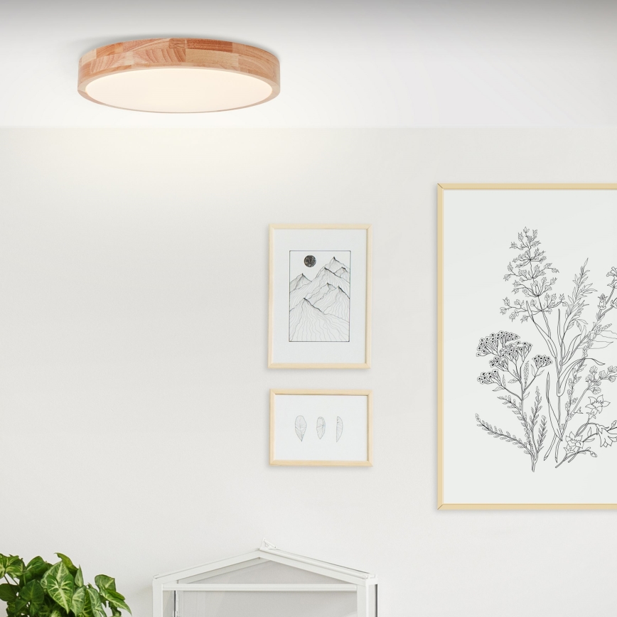 Brilliant - Candeeiro de tecto LED SLIMLINE LED/22W/230V, Ø 39 cm, acabamento em madeira de seringueira