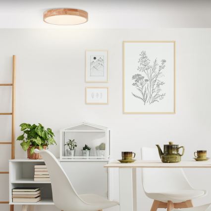 Brilliant - Candeeiro de tecto LED SLIMLINE LED/22W/230V, Ø 39 cm, acabamento em madeira de seringueira
