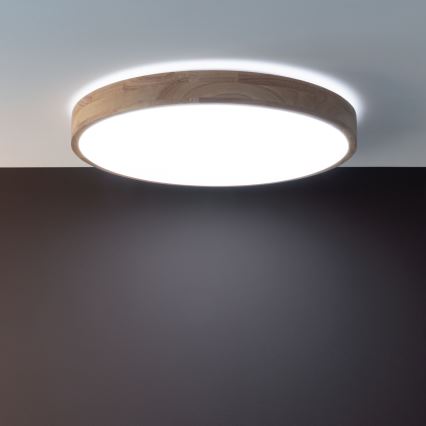 Brilliant - Candeeiro de teto LED dimerizável SLIMLINE LED/60W/230V 3000-6500K, Ø 45 cm, em madeira de seringueira + controlo remoto