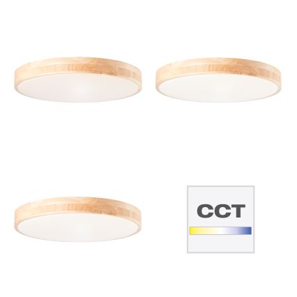 Brilliant - Candeeiro de teto LED dimerizável SLIMLINE LED/60W/230V 3000-6500K, Ø 45 cm, em madeira de seringueira + controlo remoto