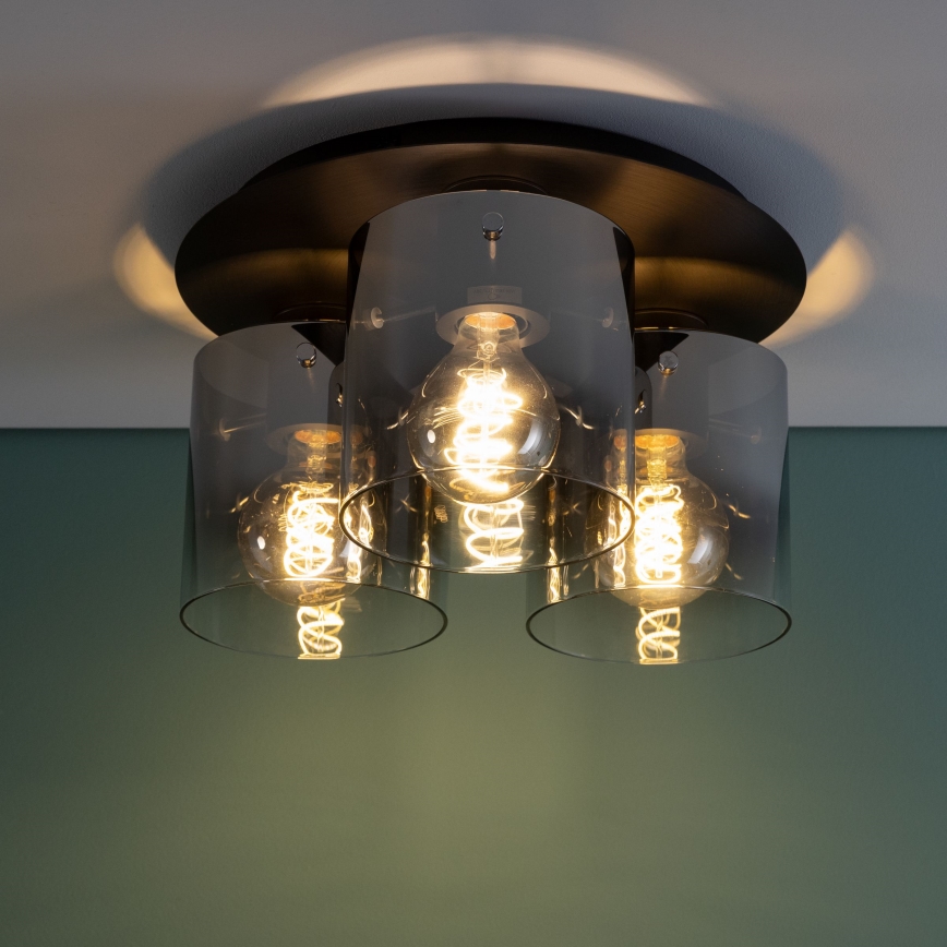 Brilliant - Candeeiro de teto BETH 3xE27/60W/230V preto/fumê