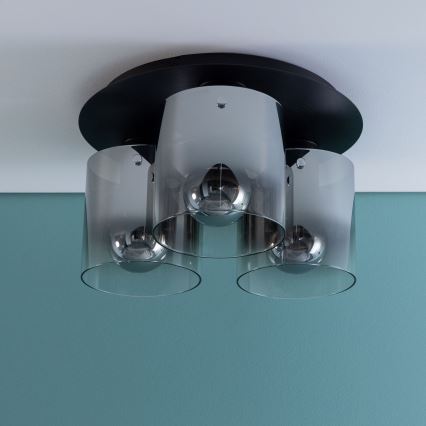 Brilliant - Candeeiro de teto BETH 3xE27/60W/230V preto/fumê