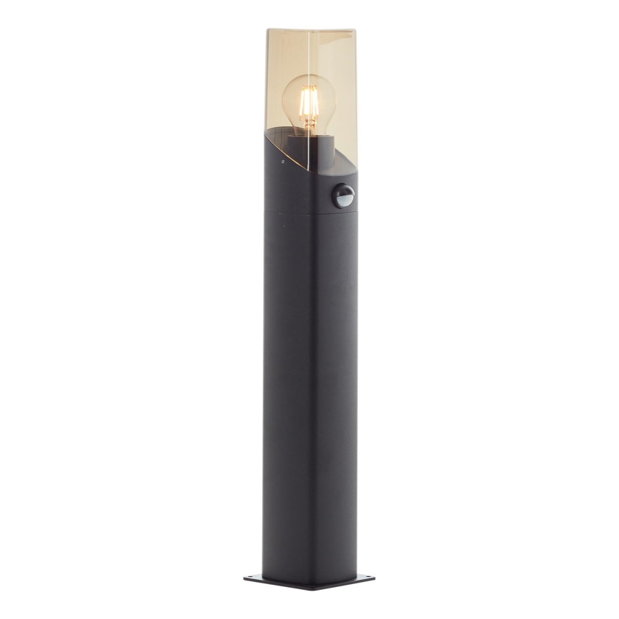 Brilliant - Candeeiro exterior com sensor MINOU 1xE27/10W/230V IP44 preto/fumado