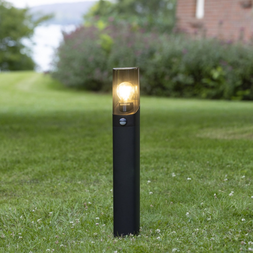 Brilliant - Candeeiro exterior com sensor MINOU 1xE27/10W/230V IP44 preto/fumado