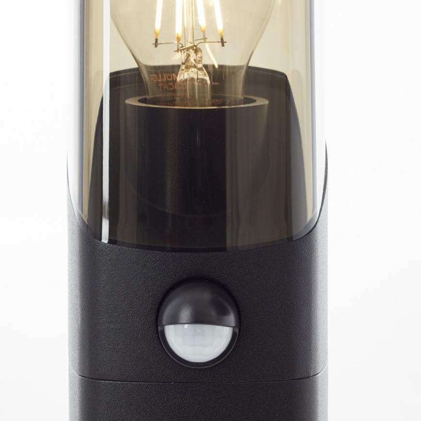 Brilliant - Candeeiro exterior com sensor MINOU 1xE27/10W/230V IP44 preto/fumado