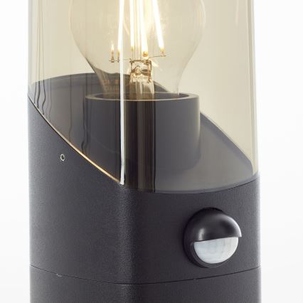Brilliant - Candeeiro exterior com sensor MINOU 1xE27/10W/230V IP44 preto/fumado
