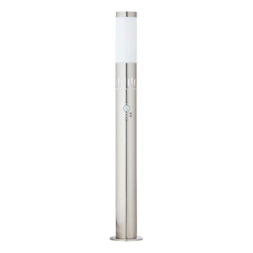Brilliant - Candeeiro exterior LED com sensor LEIGH LED/0,9W/230V + 1xE27/11W 80 cm IP44 cromado brilhante
