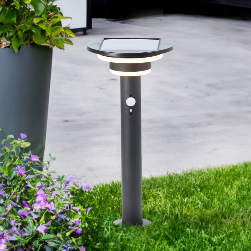 Brilliant - Candeeiro solar LED com sensor GARVINA LED/3W/3,7V 45 cm IP44 preto