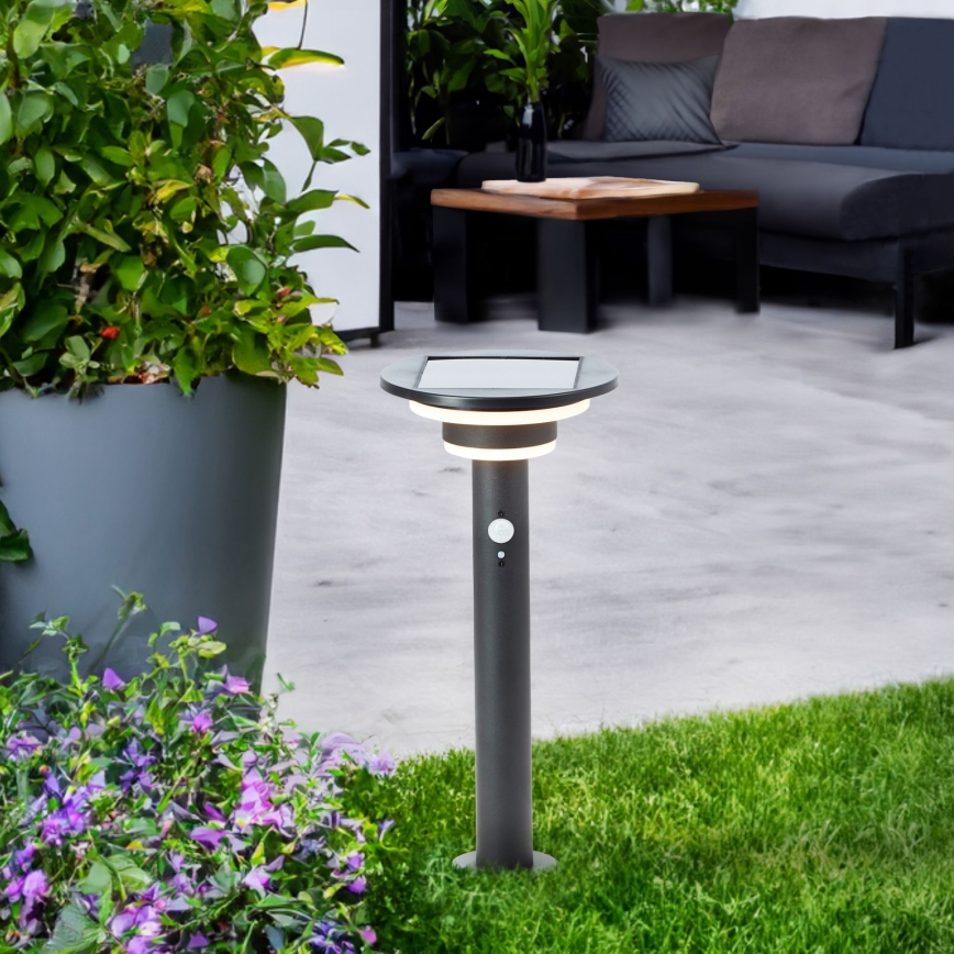 Brilliant - Candeeiro solar LED com sensor GARVINA LED/3W/3,7V 45 cm IP44 preto