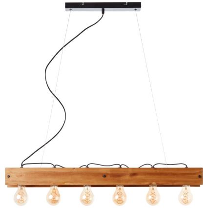 Brilliant - Candeeiro suspenso CALANDRA 6xE27/42W/230V pinho