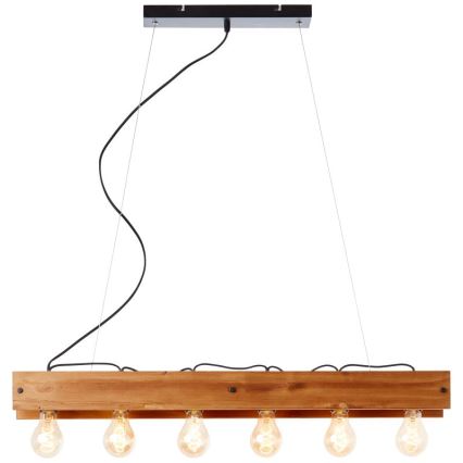 Brilliant - Candeeiro suspenso CALANDRA 6xE27/42W/230V pinho