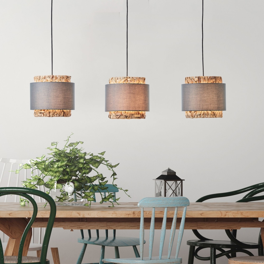 Brilliant - Candeeiro suspenso WATERLILLY 3xE27/60W/230V cinzento