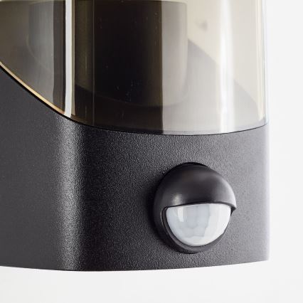 Brilliant - Iluminação de parede exterior com sensor MINOU 1xE27/10W/230V IP44 preto/fumado