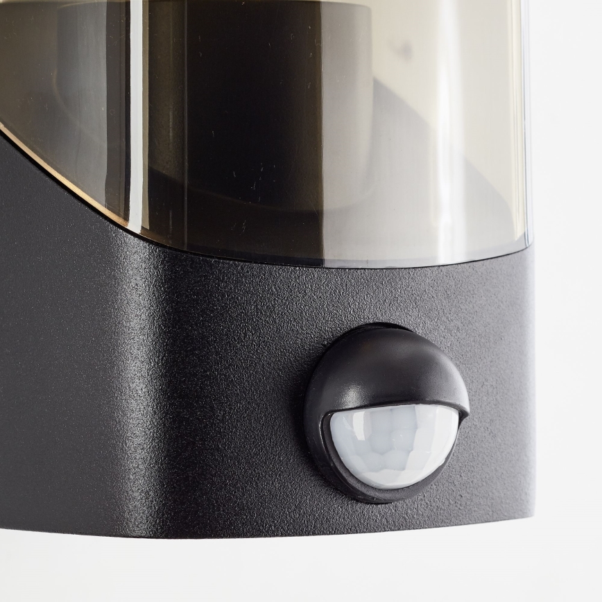 Brilliant - Iluminação de parede exterior com sensor MINOU 1xE27/10W/230V IP44 preto/fumado